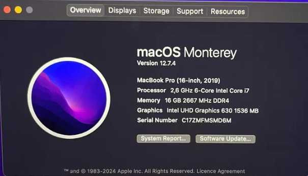 Macbook Pro 16' TouchBar /2019 /i7 2.6GHz /512gb SSD/ Radeon Pro 5300M