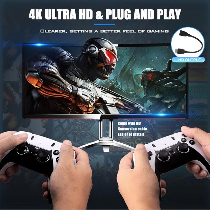 Game Stick М15 4K Конзола с 30000 Игри и Безжични Джойстици 64гб