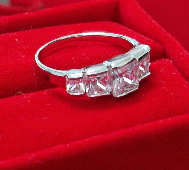 GR74,inel placat aur alb 18k,ideal logodna, zirconii albe