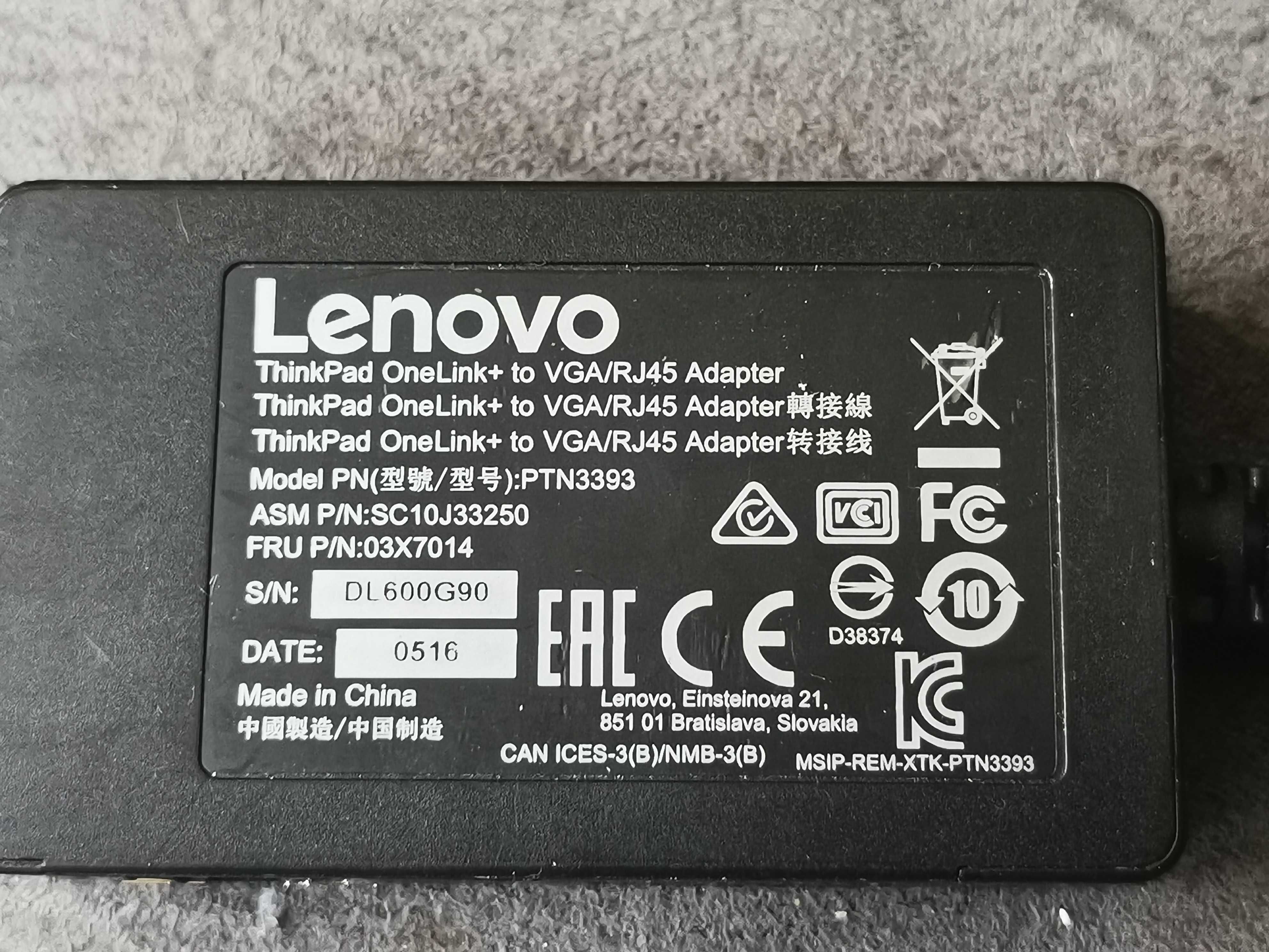 LENOVO Adaptor ThinkPad OneLink+ pentru VGA Si RJ45