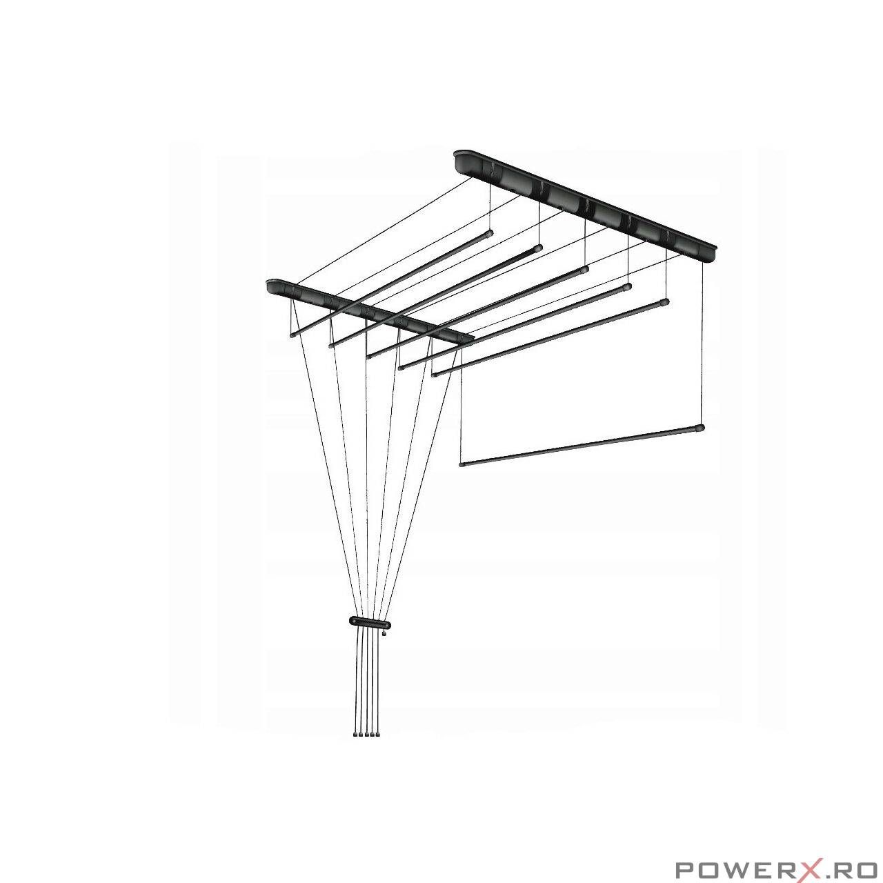 Uscator rufe de tavan, 6x170 cm, negru, Sepio