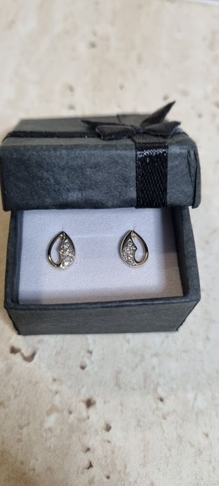 Cercei aur 14k cu diamante naturale