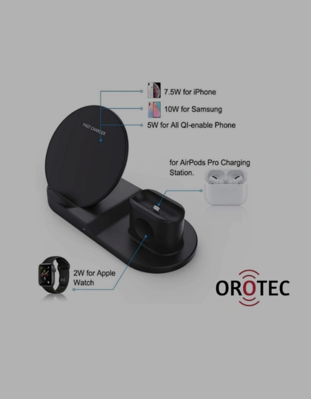 Încărcător wireless 3in1 black