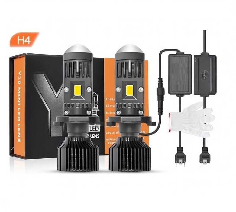 LED крушки H4 Y10 с лупа – 200W, 26400LM, 6000K, 360°, Canbus, 12V