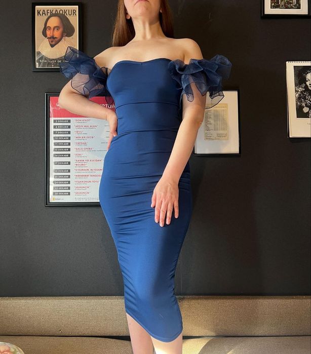 Новое синее платье с биркой S размер