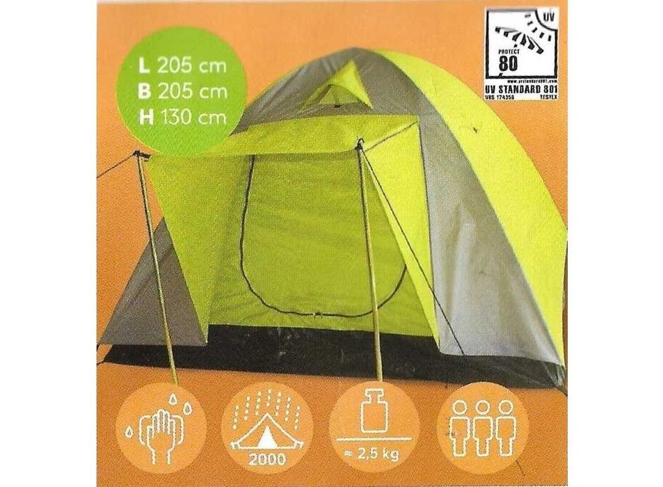 Cort camping impermeabil 3 persoane 205x205x130 cm NOU nefolosit