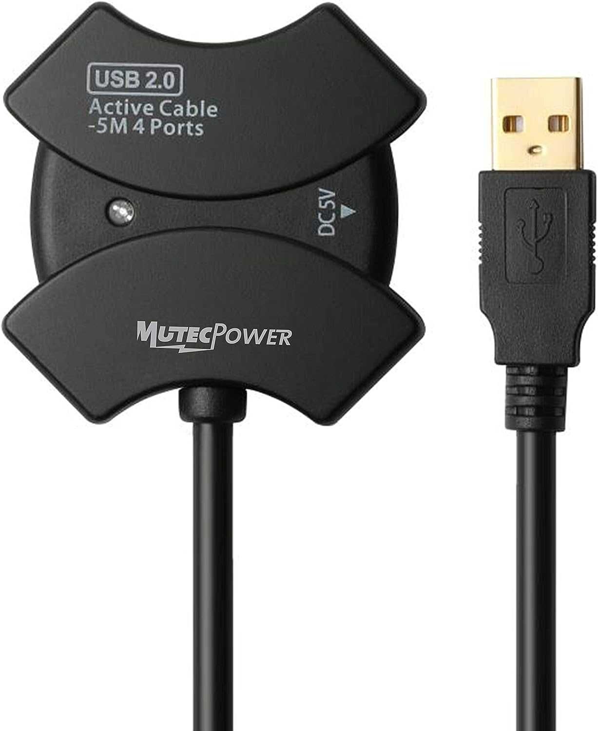 MutecPower 10m активен USB 2.0 кабел с 4-портов USB хъб