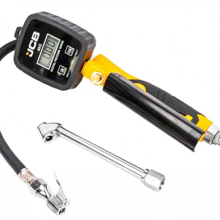 Пневматичен пистолет за помпане на гуми с дигитален манометър JCB