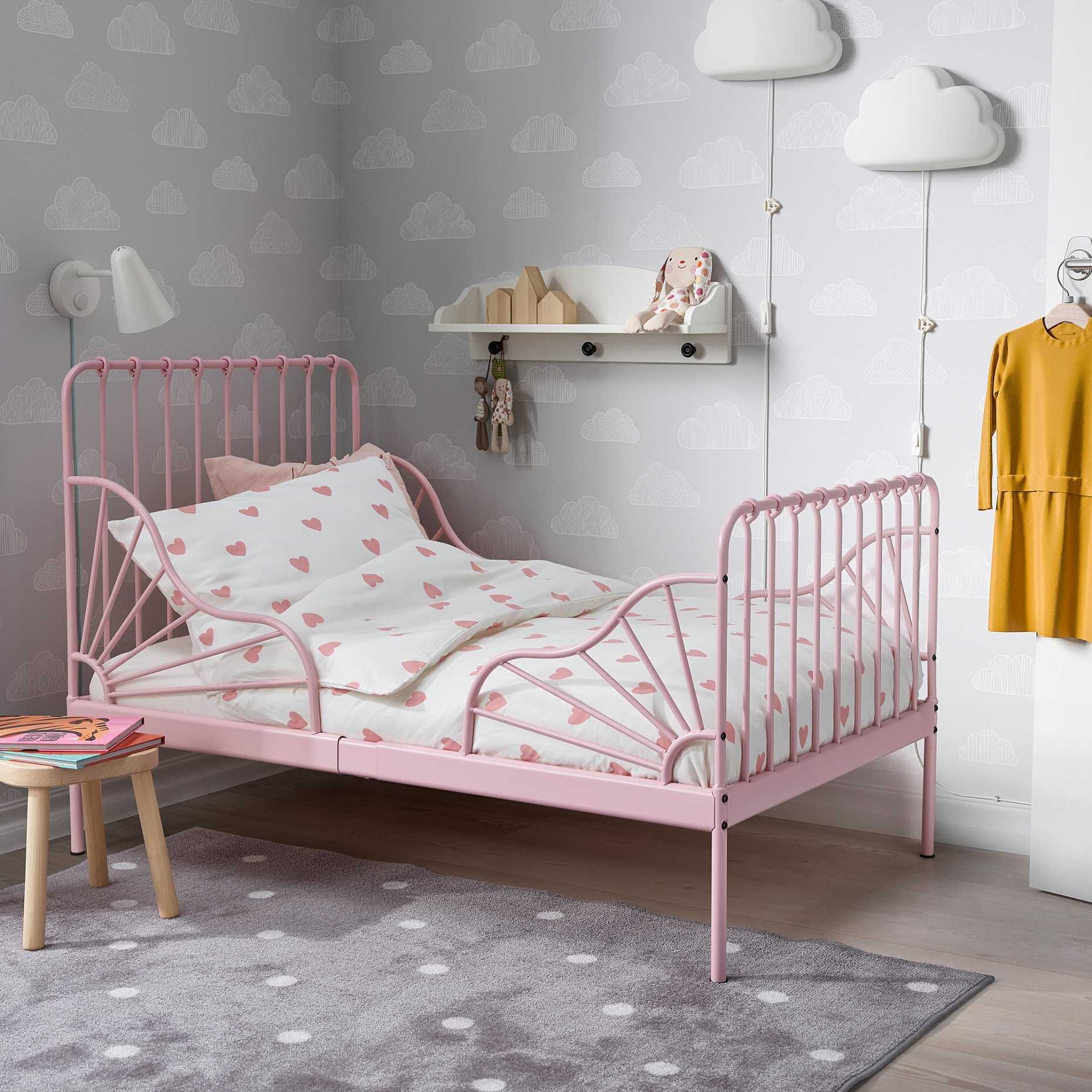 Разтегателно детско легло IKEA MINNEN с матрак и подматрачна рамка