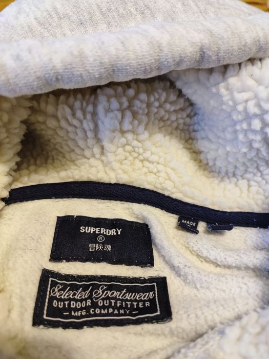 Оригиналени суитчъри якта худи Супердрай Superdry качулка цип Хл/Л