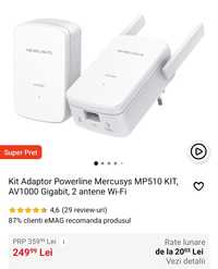 Kit Adaptor Powerline Mercusys MP510 KIT, AV1000, Wi-Fi extender