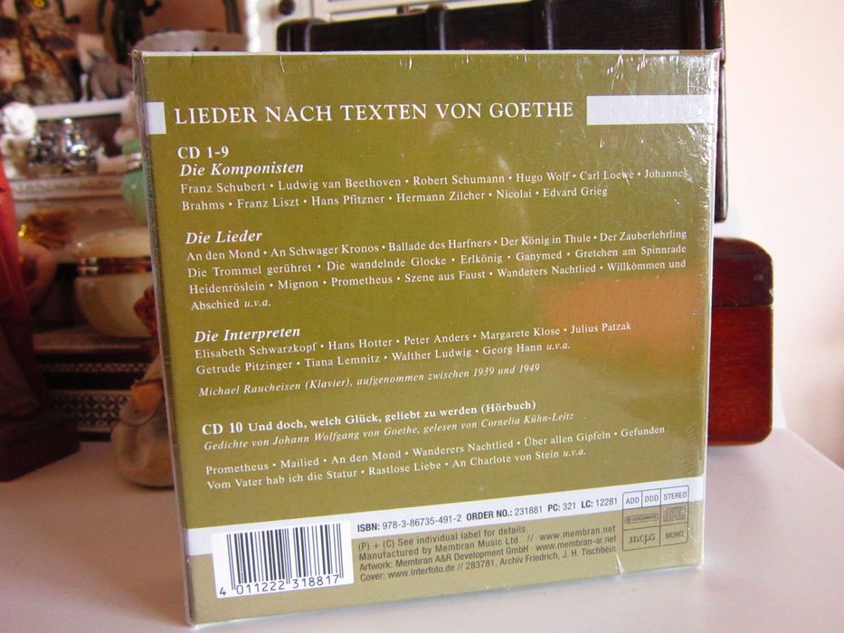 cadou rar 10xCD Beethoven, Schubert etc Cantece pe texte Goethe 2008