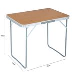 Masă camping,aluminiu/MDF, Pliabila, 70x50cm, Maro/Argintiu