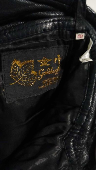 Мъжки черен панталон от естествена кожа