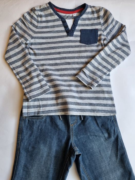 Дънки Palomino и раирана блуза с джоб, размер 128 см.