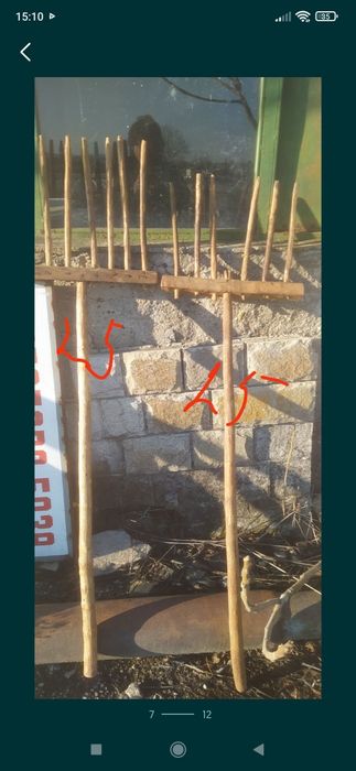 Менци, дървени лопати, дървени вили, шевна машина, роначка за царевица