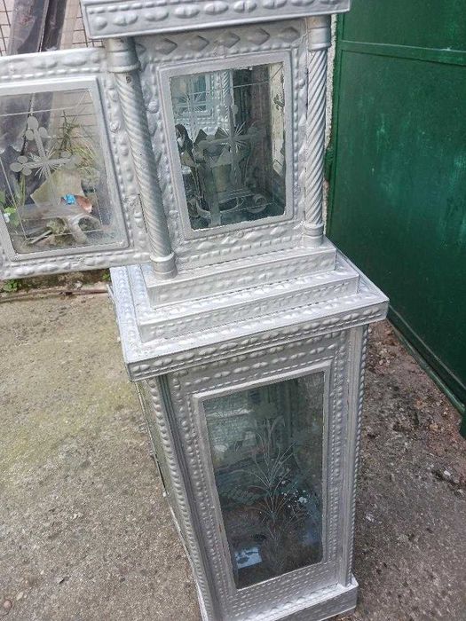 Felinar cimitir cu sticla gravată