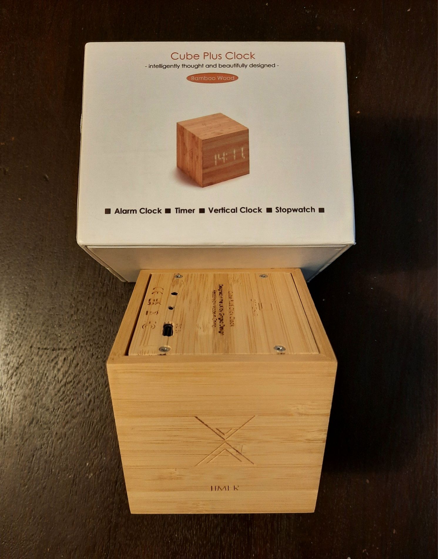 Ceas cu alarma - Cube Plus - Natural Bamboo