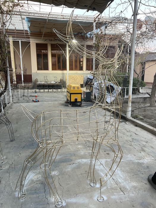 Новогодний оформления, олень 3D 2D фигур иллюминация