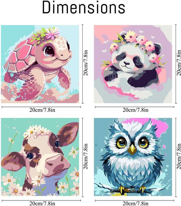 Pujeknm Комплект от 4 броя платно с рамка  за рисуване по номера