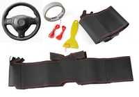 Husa volan piele negru 38 cm.  BMW E39, E46, E53