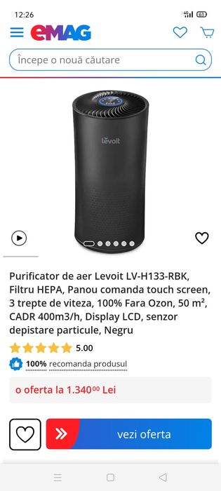 Purificator de aer Levoit-H133-RBK