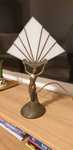 Lampa veioza vintage colectie zamac vitraliu Anglia 1950