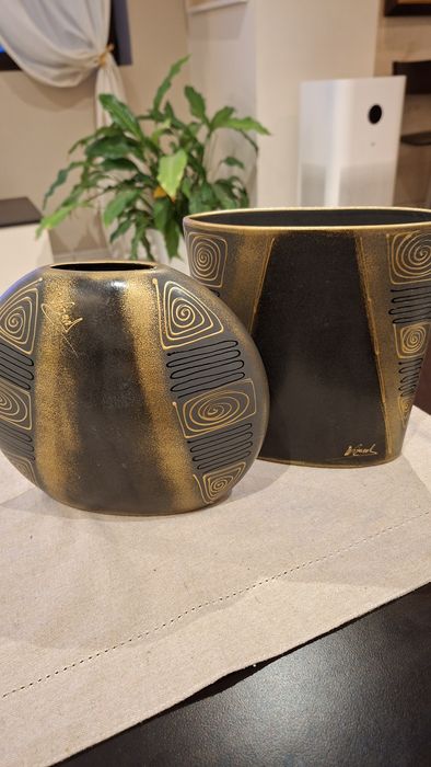 Vaze Set, lucrate manual cu foita de aur și model.