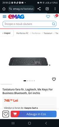 Tastatura fara fir, Logitech, Mx Keys For Business Bluetooth, Gri inch