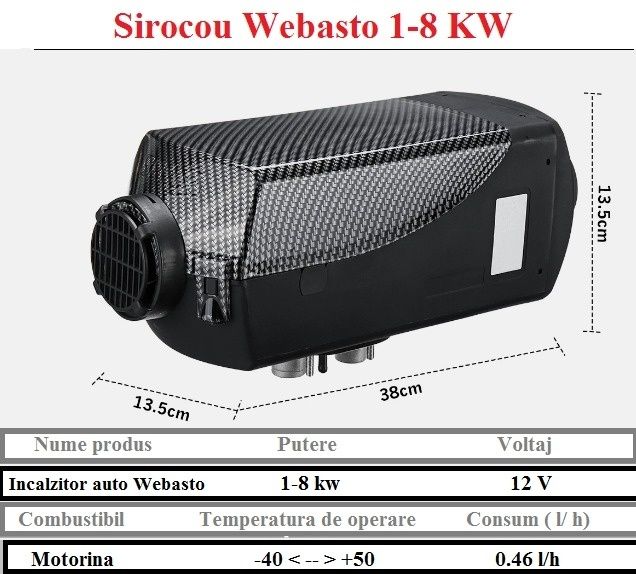 Sirocou Webasto 8 kW 12V Diesel GARANȚIE FACTURA încălzitor staționar