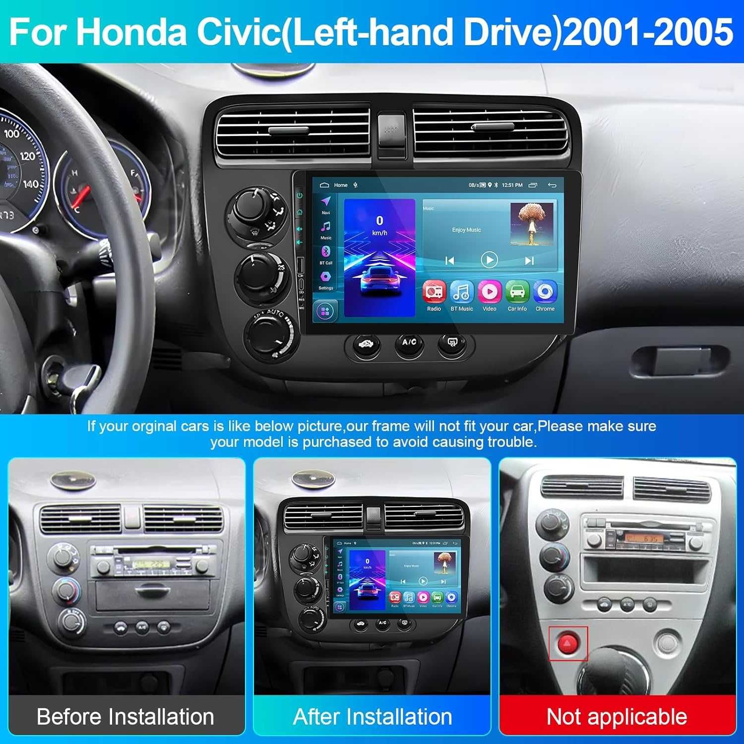 Мултимедия Двоен дин за Honda Civic навигация с Android за Civic 2005