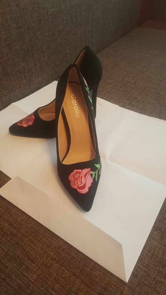 Pantofi dama cu toc ‘Carolie' cu imprimeuri florale, nr 35