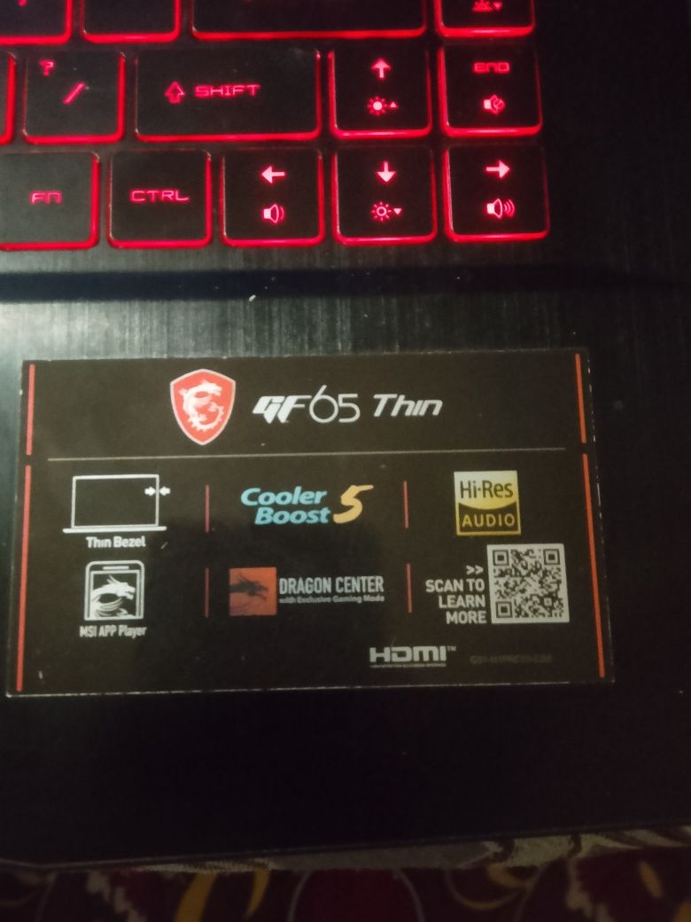 MSI GF65 thing hamerski note book