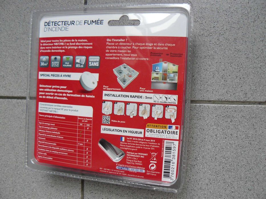 Detector De Fum/Incendiu WIZMART NB739B-I Nou Sigilat Adus Din Franta