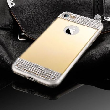 Husa Silicon oglinda cu pietricele pt. iPhone X , XS , 8, 7 , SE 2020