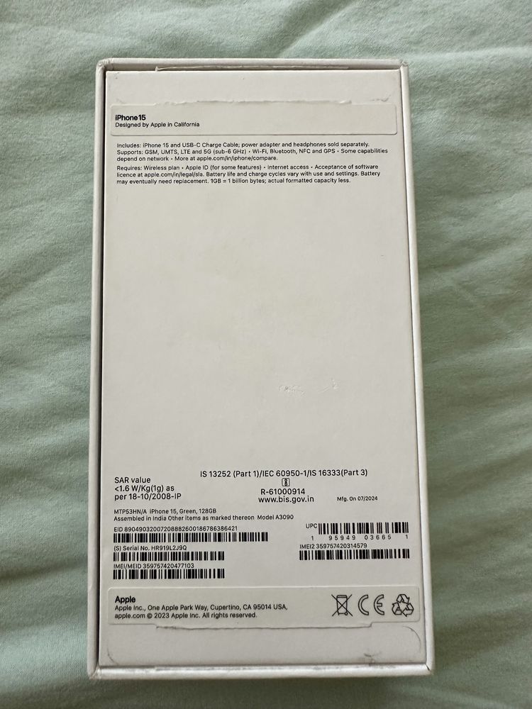 iPhone 15 128GB green с гаранция