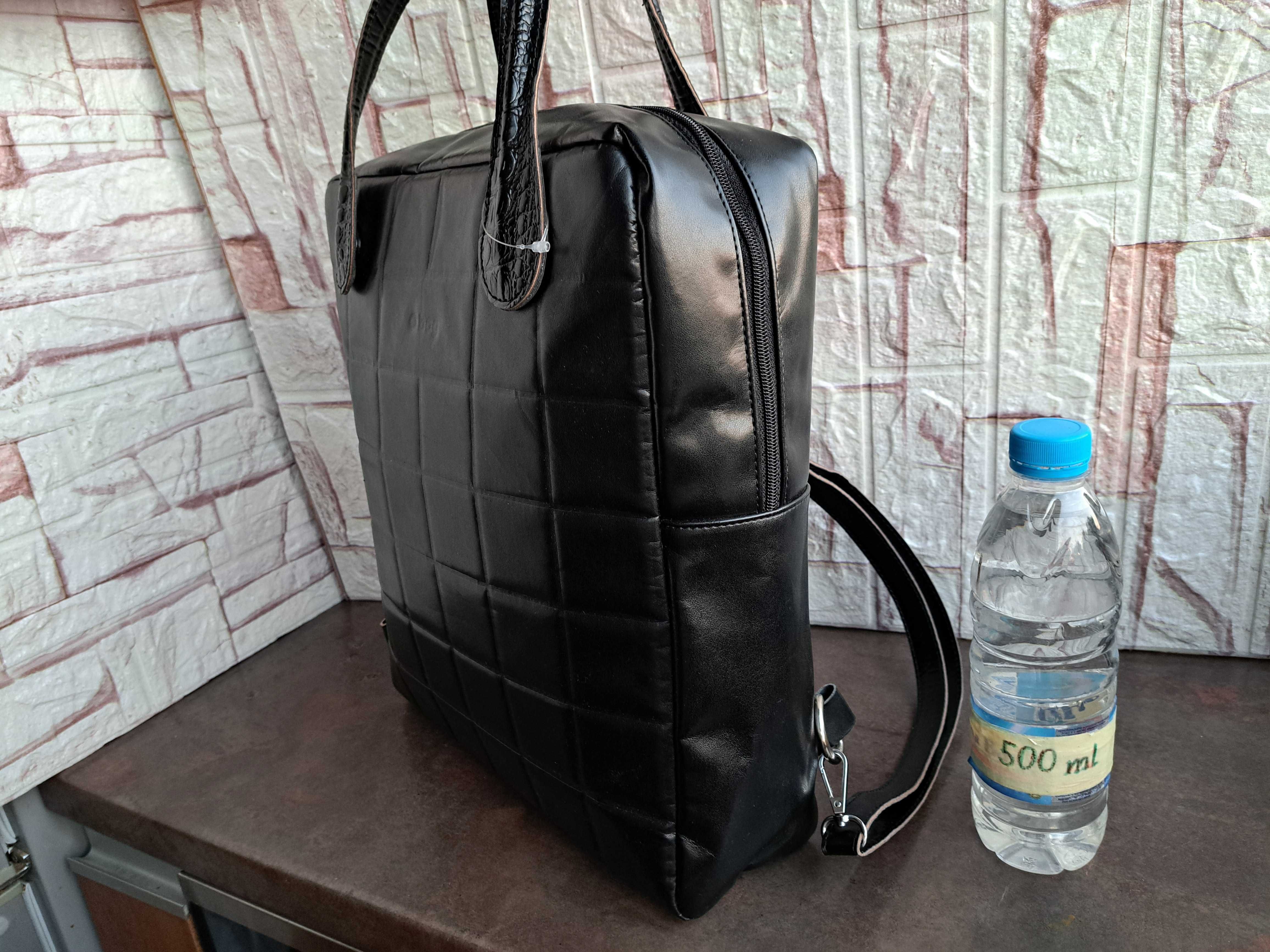 раница O bag,черна кожена чанта,о баг