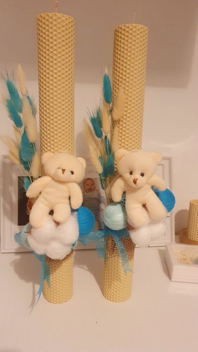 Lumânare din ceară naturală de albine, rulată, tip fagure