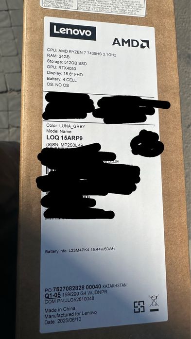 СРОЧНО Lenovo LOQ 15ARP9 (новый, запечатанный)