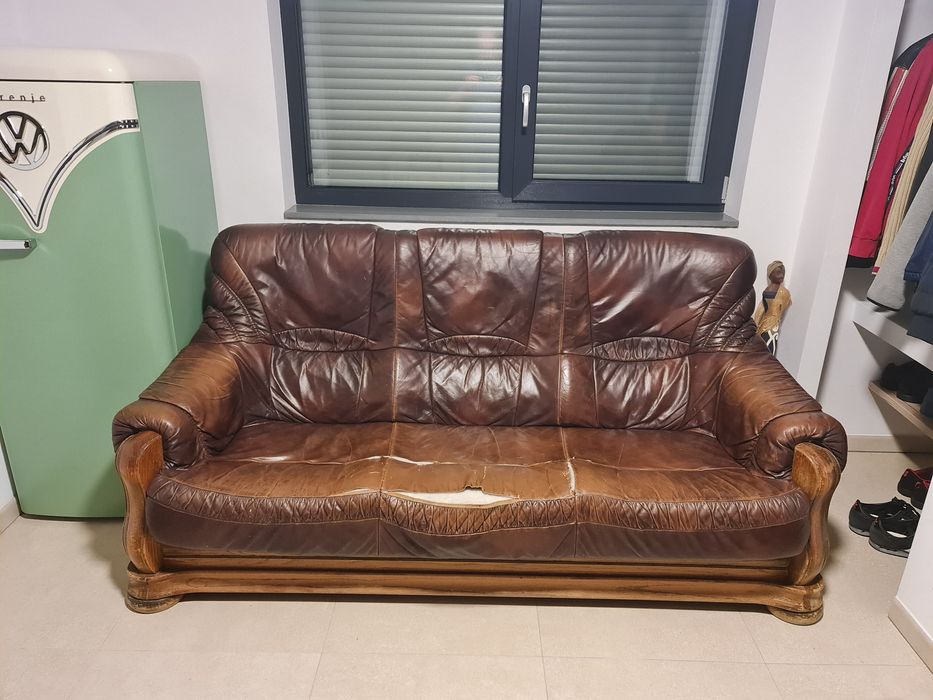 Donez canapea piele lemn masiv