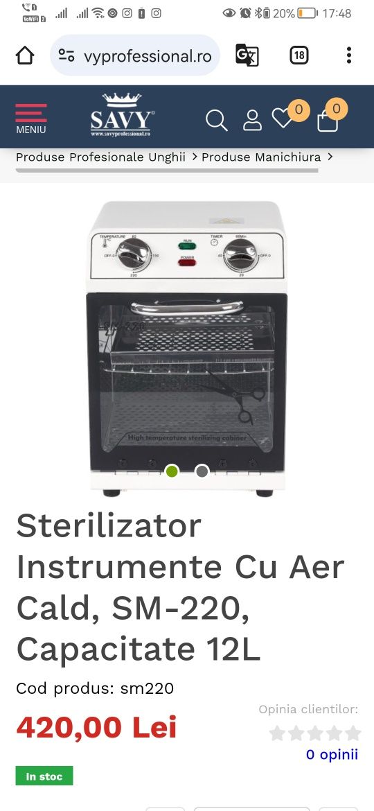 Pupinel sterilizator aer cald instrumente