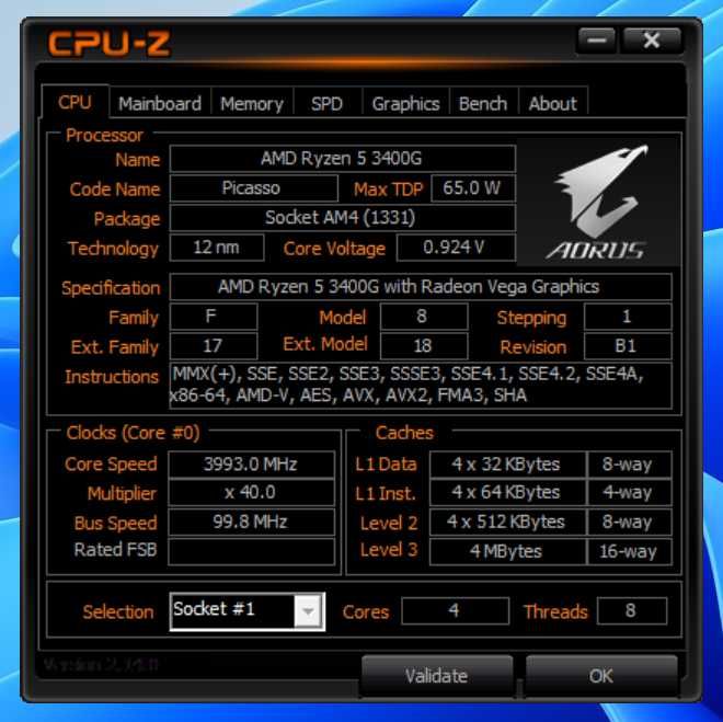 PC AMD Ryzen 5 3400G / 32Gb Ram / SSD 256Gb