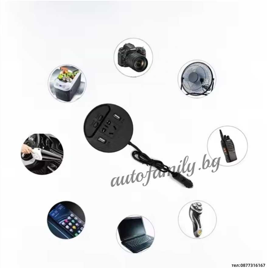 Смарт автомобилен инвертор 150W 2 usb порта и 2 тип C порта
