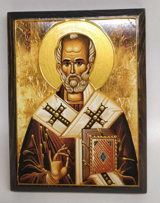 Ръчно изработена репродукция на икона ест дърво Св. Николай Чудотворец