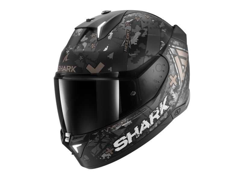 Мото каска SHARK SKWAL i3 Hellcat BlackWhite Brown ,очила,Led светлини