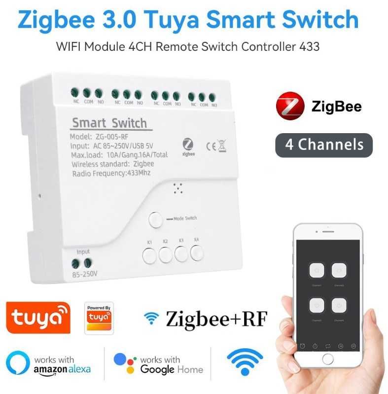 Модуль Tuya ZG-005-RF Zigbee+RF 220V 16A (4 канала)
