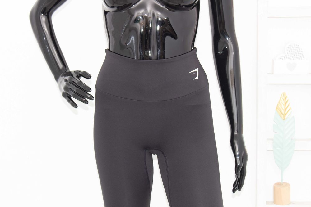 Gymshark дамски черен клин висока талия за фитнес и спорт S