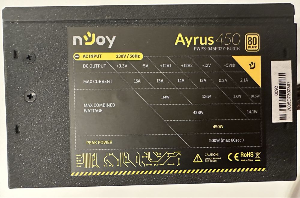 Sursa nJoy Ayrus 450W 80PLUS