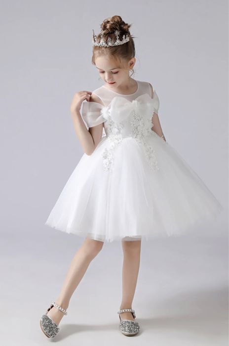 Rochie alba copii balerina zana fulg de nea