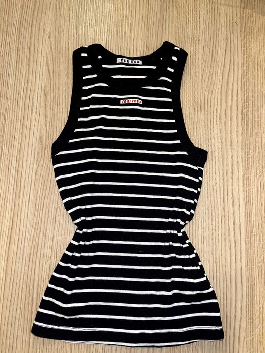 миумиу миу черен топ потник потниче рае черно бяло miumiu miu тениска